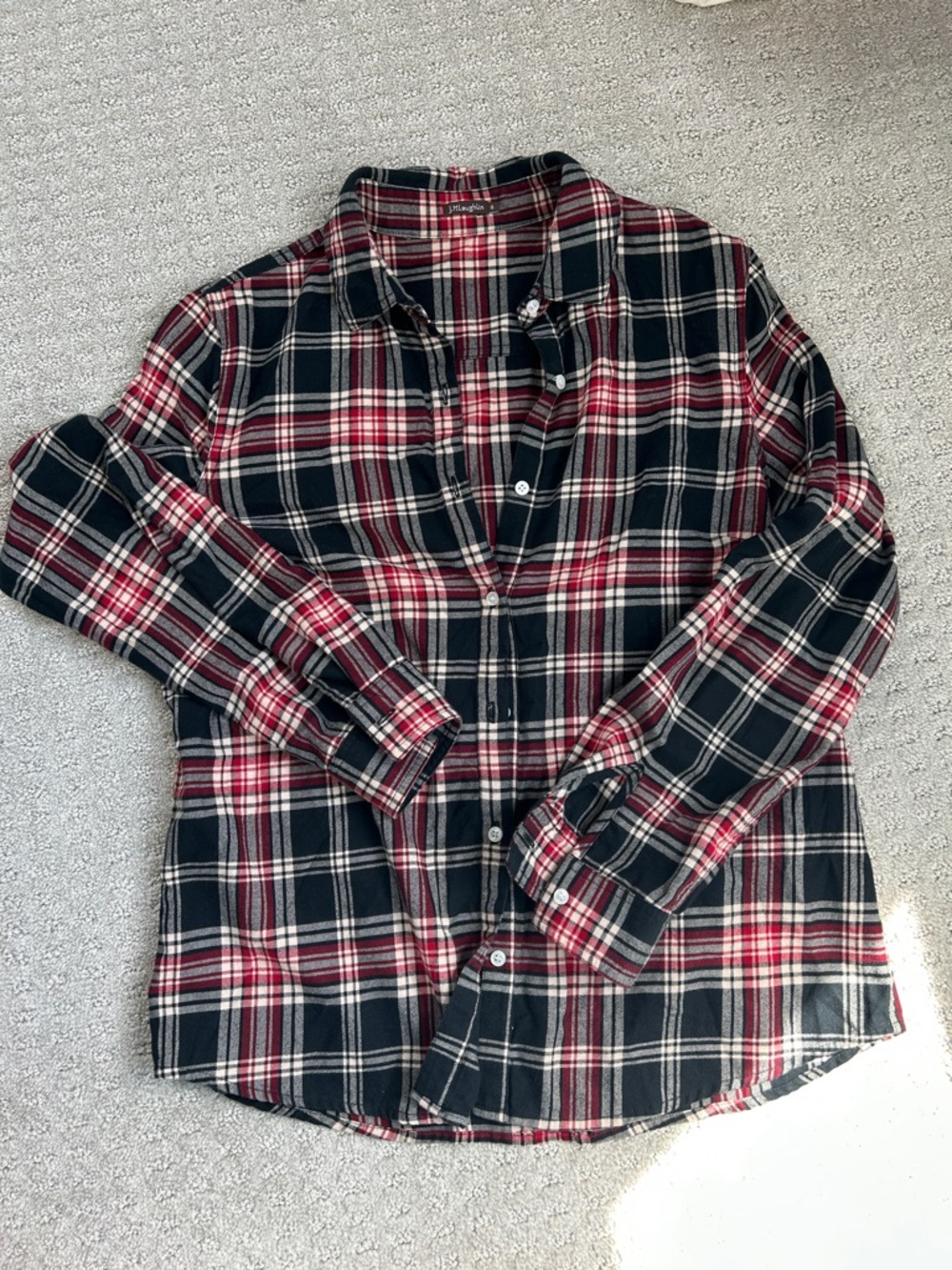 J. McLaughlin Black, Red & White Plaid Button-Down Shirt